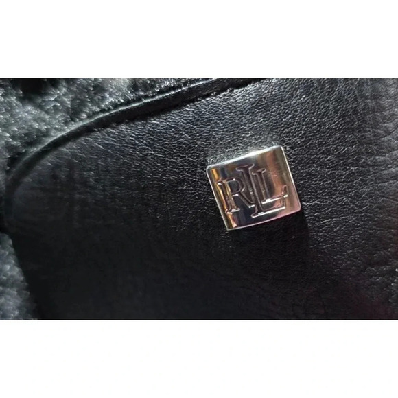 WOMEN'S LAUREN RALPH LAUREN LEATHER TIE ANKLE BOOTS LANESCOT FAUX FUR BLACK 10 B - Picture 8 of 12